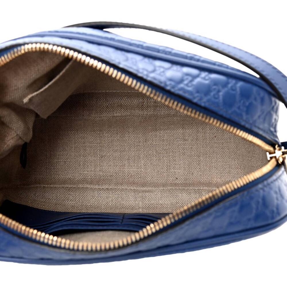 NEW GUCCI women's bree microguccissima caspian leather crossbody bag in blue - Picture 5 of 6